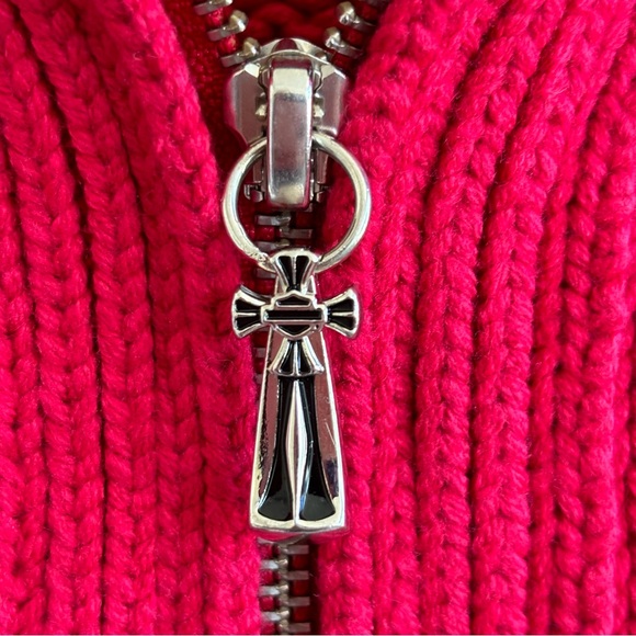 Vintage y2k 90s Harley Davidson women’s cardigan sweater Red L embroidered biker - Picture 6 of 13